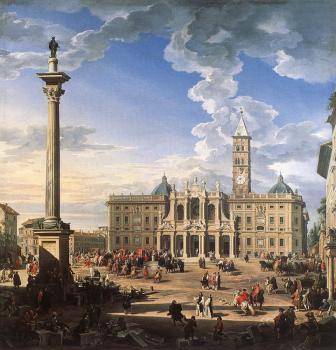 喬萬尼 保羅 帕尼尼 The Piazza And Church Of Santa Maria Maggiore